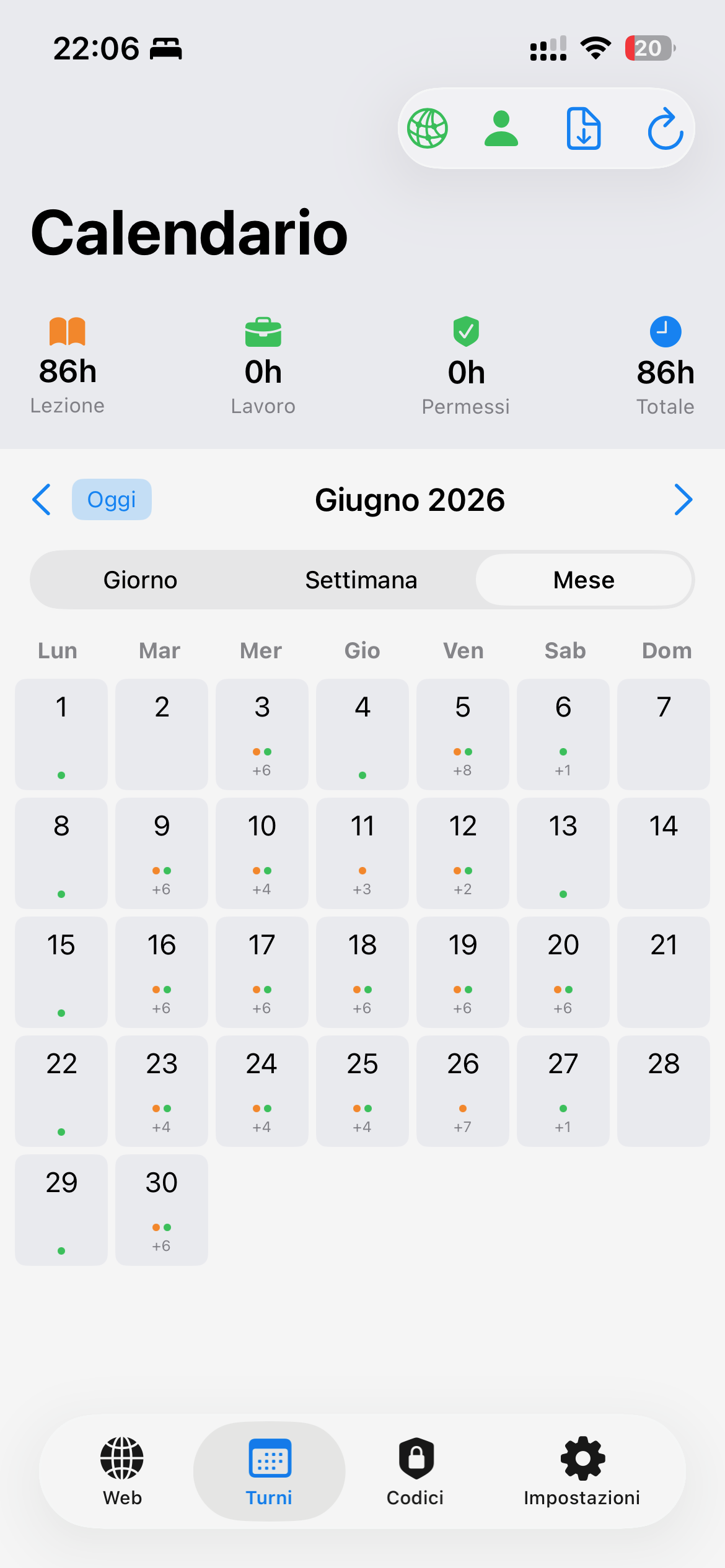 Calendario turni